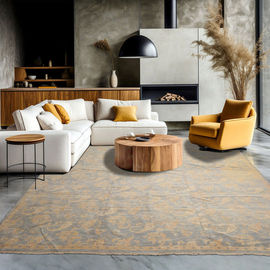 9x12 Hand Knotted Tibetan 100% Wool Antique  Traditional Oriental Area Rug Light Blue Beige Color