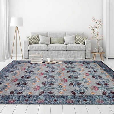 Multi Size Gray, Blue Handmade Hand Woven Polyester Traditional Oriental Area Rug - Oriental Rug Of Houston