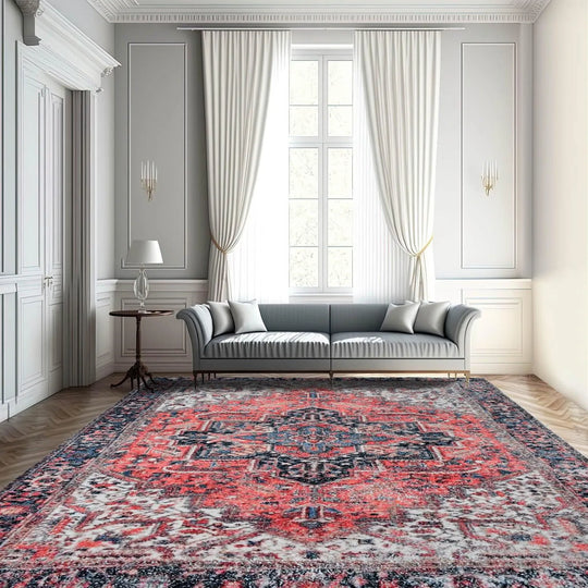 Multi Size Handmade Hand-Woven Micro Printed Traditional Oriental Area Rug Rust, Ivory Color