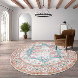 Multi Size  Beige Turquoise Coral Color Machine Made Flatweave Polyester Traditional Oriental Rug