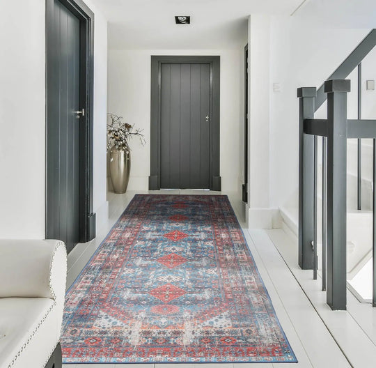 LoomBloom Multi Sizes Aqua Machine Made Traditional Medallion Flatweave Polyester Oriental Area Rug