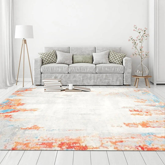 Multi Sizes Modern & Contemporary Velvety Soft Pile Oriental Area Rug Beige, Rust Bastian