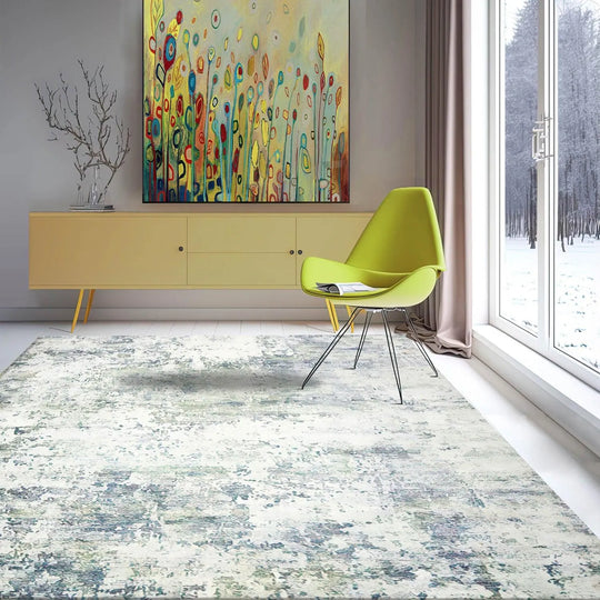 Multi Sizes Micro Printed Polypropylene Persian Oriental Area Rug Beige, Green Color