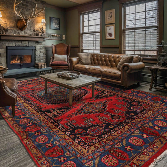 7'5" x 11'1" Hand Knotted Viss Wool Traditional Oriental Area Rug Burnt Orange