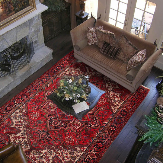 8'2" x 11'8" Hand Knotted 100% Wool Herizz Traditional Oriental Area Rug Red