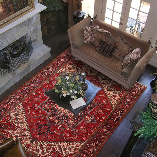 8' x 11' Hand Knotted 100% Wool Herizz Traditional Oriental Area Rug Red