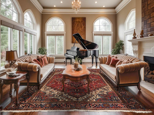 6'10" x 9'4" Hand Knotted Herizz 100% Wool Traditional Oriental Area Rug Rust