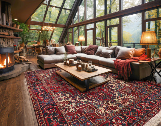 6'4" x 8'8" Hand Knotted Herizz 100% Wool Traditional Oriental Area Rug Rust