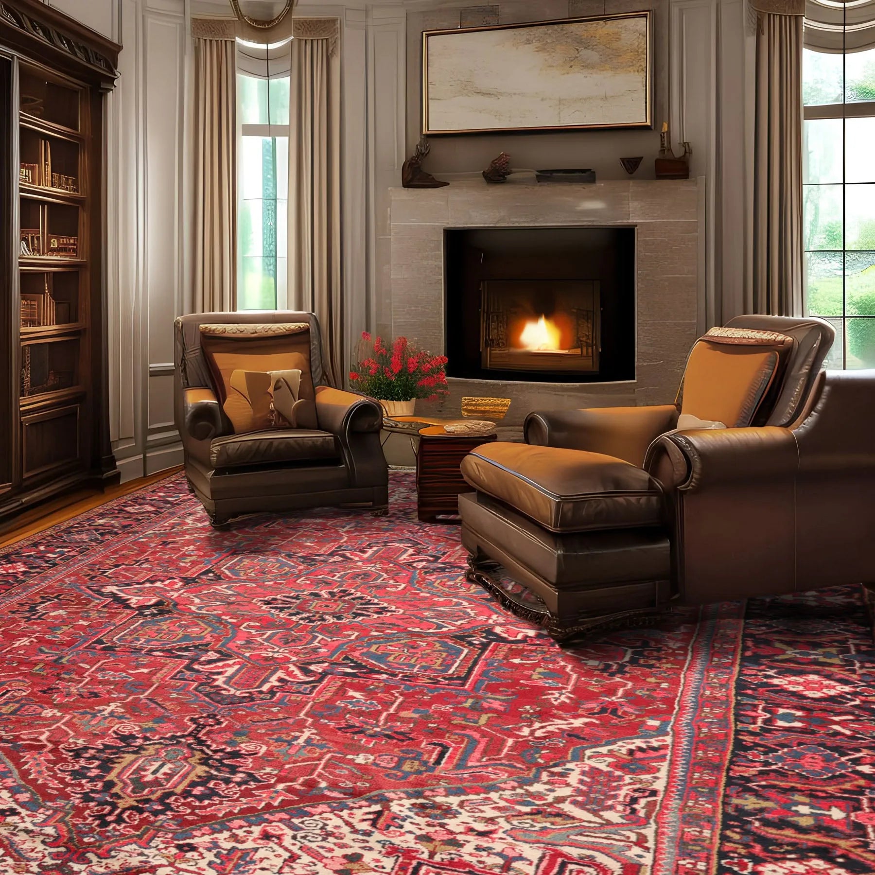 9'5'' x 13'3'' Hand Knotted 100% Wool Herizz Traditional Oriental