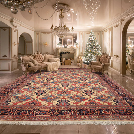 11'9''x18' Ivory Hand Knotted Traditional Bakhtiari Wool Oriental Area Rug