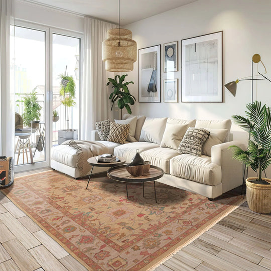 6'x8'9" Tan Hand Knotted Traditional Soumak Nourison Nourmak 100% Wool Oriental Area Rug