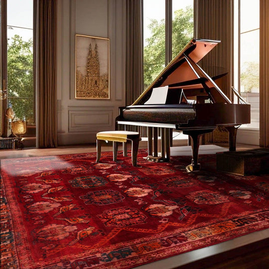 6'9" x 9'10" Vintage Hand Knotted 100% Wool Pictorial Oriental Area Rug Rust