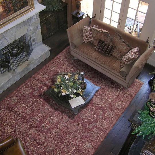 8'x10' Burgundy Hand Knotted Transitional Oriental 100% Wool Oriental Area Rug