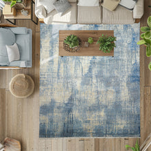 8x10 Beige, Blue, Color Hand Knotted Sherpa Wool and Silk Modern & Contemporary Oriental Rug