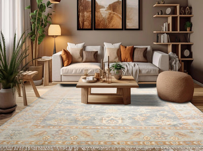 Multi Sizes Light Gray, Slate Color Hand Knotted Transitional 100% Wool Oriental Area Rug - Oriental Rug Of Houston