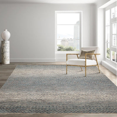 8' x 10' Hand Knotted 100% Wool Modern Oriental Area Rug Ivory, Blue, Aqua - Oriental Rug Of Houston