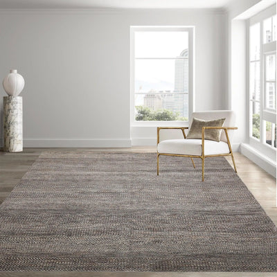 8' x 10' Hand Knotted 100% Wool Modern Oriental Area Rug Ivory, Gray, Brown - Oriental Rug Of Houston