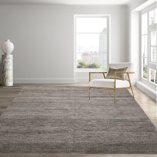 8' x 10' Hand Knotted 100% Wool Modern Oriental Area Rug Ivory, Gray, Brown