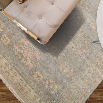 3x5 Slate, Gray, Beige Color Hand Knotted Oushak 100% Wool Traditional Oriental Rug