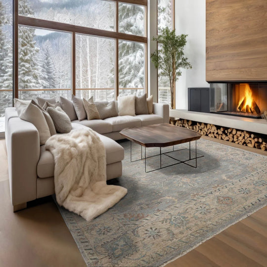 Gray Hand Knotted Traditional Afghan Oushak Wool Oriental Rug, LoomBloom 8'x10'