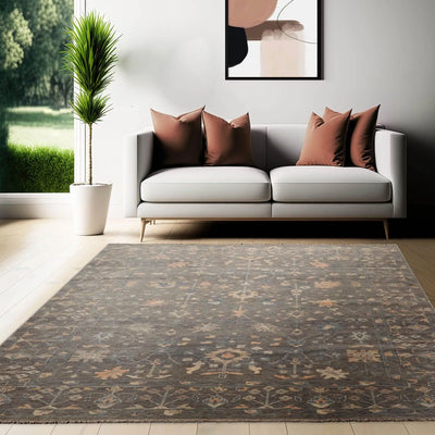 Multi Size Hand Knotted Traditional Oushak 100% Wool Oriental Area Rug Mossy Gray, Beige Color - Oriental Rug Of Houston