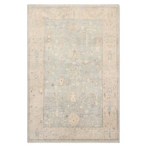 3x5 Light Aqua Taupe Brown Color Hand Knotted Oushak 100% Wool Traditional Oriental Rug