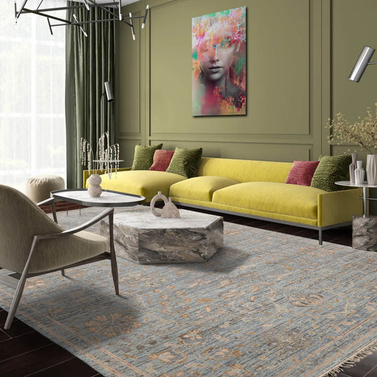 Blue Hand Woven Traditional Oushak Wool Oriental Rug LoomBloom 8x10