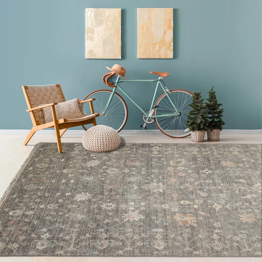 Gray Hand Knotted Traditional Oushak Wool Oriental Rug LoomBloom 8x10