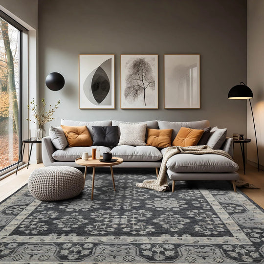 Slate Hand Knotted Traditional Oushak Wool Oriental Rug LoomBloom 8x10