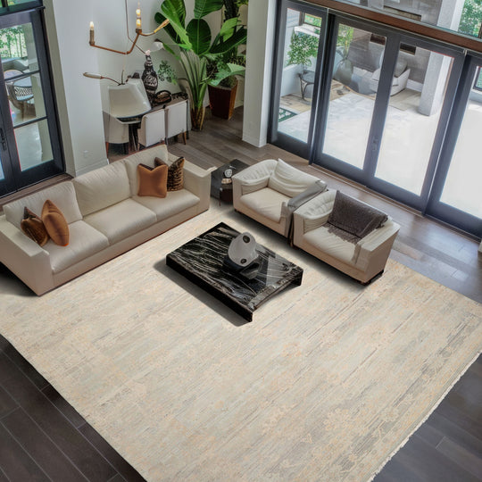 10x14 Hand Knotted Afghan  Oushak  100% Wool Traditional Oriental Area Rug Mint Beige Color