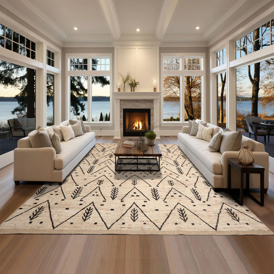 9x12 Ivory Hand Knotted Tribal Afghan Moroccan 100% Wool Oriental Area Rug