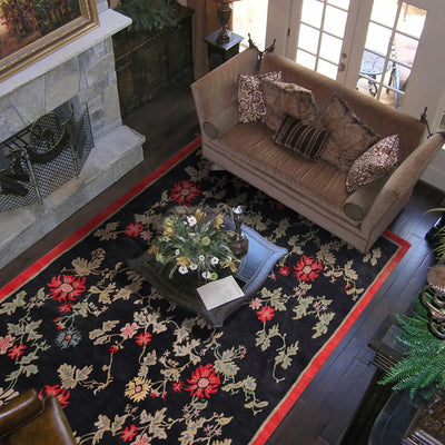 Arts & Crafts Hand Knotted 100% Wool Tibetan Area Rug Midnight Blue 6'1