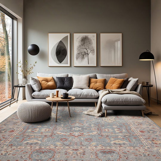 8x10 Hand Knotted Distress Quality 100% Wool Traditional Oriental Area Rug Slate Gray Color