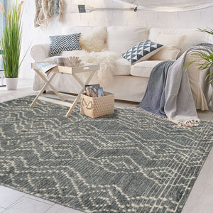 3x5 Celadon, Ivory, Color Hand Knotted Afghan Moroccan Wool Modern & Contemporary Oriental Rug