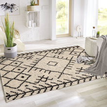 3x5 Ivory, Black, Color Hand Knotted Afghan Moroccan Wool Modern & Contemporary Oriental Rug