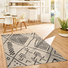 3x5 Ivory, Black, Color Hand Knotted Afghan Moroccan Wool Modern & Contemporary Oriental Rug