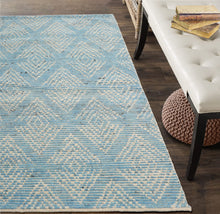3x5 Blue, Ivory, Color Hand Knotted Afghan Moroccan Wool Modern & Contemporary Oriental Rug