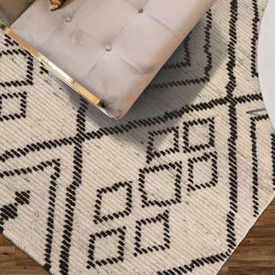 3x5 Beige, Black, Color Hand Knotted Afghan Moroccan Wool Traditional Oriental Rug