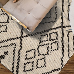 3x5 Beige, Black, Color Hand Knotted Afghan Moroccan Wool Traditional Oriental Rug