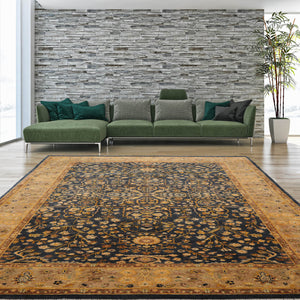 6' x 9'1" Hand Knotted 100% Wool Sarouk Traditional 250 KPSI Oriental Area Rug Champagne, Gold Color