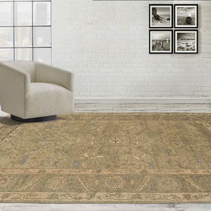 5'6" x 8'6'' Hand Knotted 100% Wool Caucasian Traditional Oriental Area Rug Champagne, Moss Color