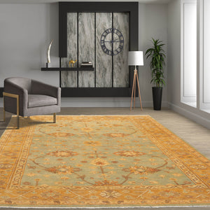 6' x 9' Hand Knotted Persian 100% Wool Agra Transitional Oriental Area Rug Mint, Caramel Color