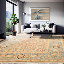 6'x8'9'' Hand Knotted 100% Wool Peshawar Traditional Oriental Area Rug Taupe, Aqua Color