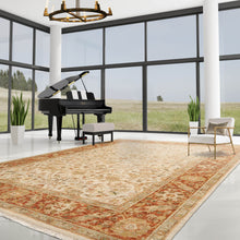 6'2''x9'2'' Hand Knotted 100% Wool Agra Traditional Oriental Area Rug Beige, Burnt Orange Color