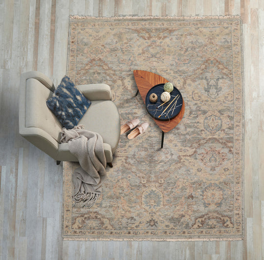 LoomBloom 3'x5' Mint Hand Knotted Distressed Quality Traditional Distressed Wool Oriental Area Rug