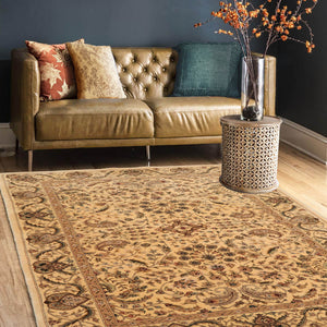 3' 9''x5' 9'' Hand Tufted Hand Made Wool and Silk Nourison Traditional  Oriental Area Rug Vanilla,Tan Color