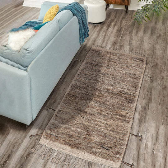 3'x5' Tan Hand Knotted Afghan Moroccan Modern & Contemporary Tribal Wool Oriental Area Rug