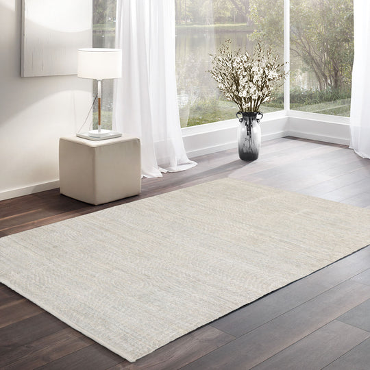 LoomBloom 3'x5' Beige Hand Knotted Afghan Moroccan Transitional All-Over Wool Oriental Area Rug