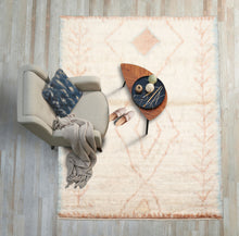 3x5 Ivory, Brown, Aqua Color Hand Knotted Afghan Moroccan Wool Tribal Oriental Rug