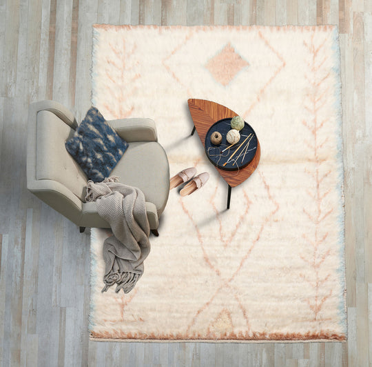 LoomBloom 3'x5' Ivory Hand Knotted Afghan Moroccan Tribal Geometric Wool Oriental Area Rug